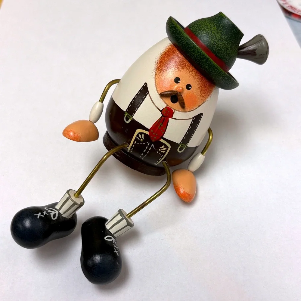 Bavarian Incense Smoker Small Duftl German Egg Man Shelf Sitter Lederhosen Wood